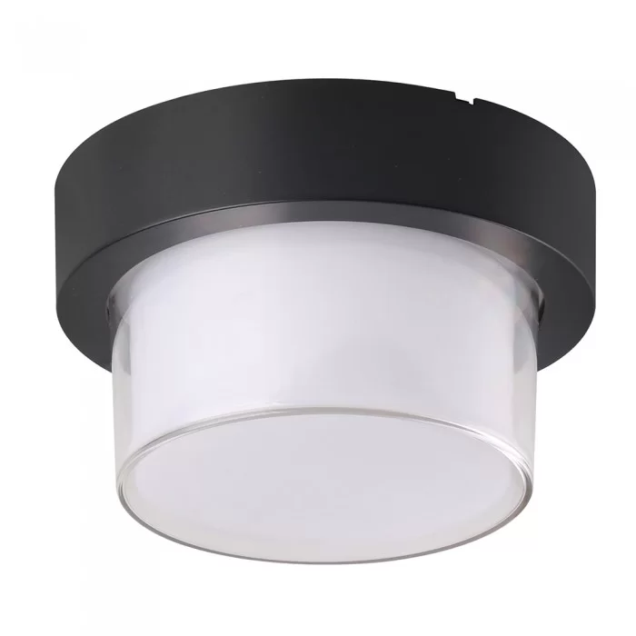 Lampa LED aplicata tavan 12W rama neagra rotunda, Alb natural