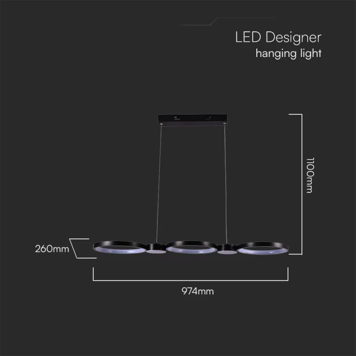 Lampa LED suspendata designer 38W neagra 3000K