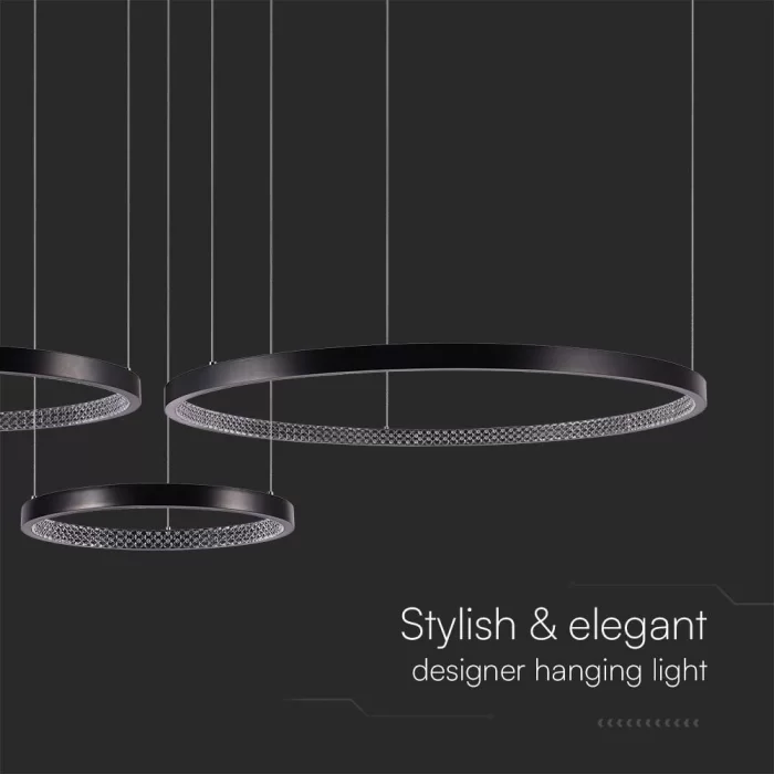 Lampa LED suspendata designer 57W neagra cristale 3000K
