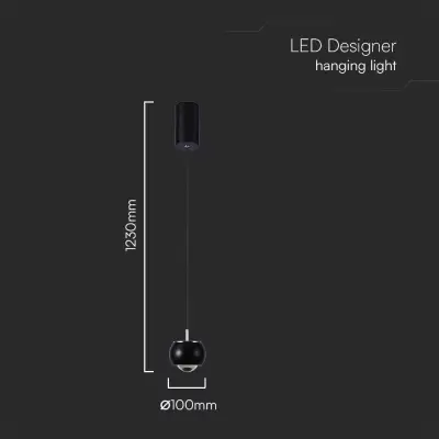Pendant LED 9W negru D10cm 4000K