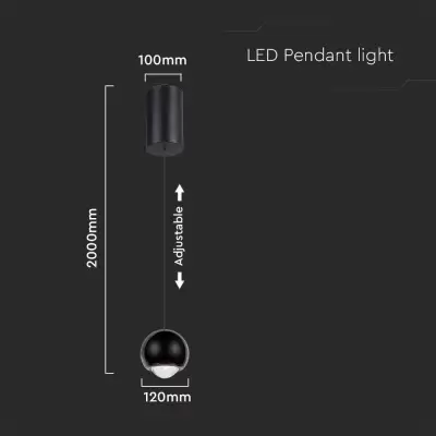 Pendant LED 5W ajustabil negru 3000K