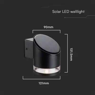 Aplica LED solara 1W SMD neagra IP54 3000K