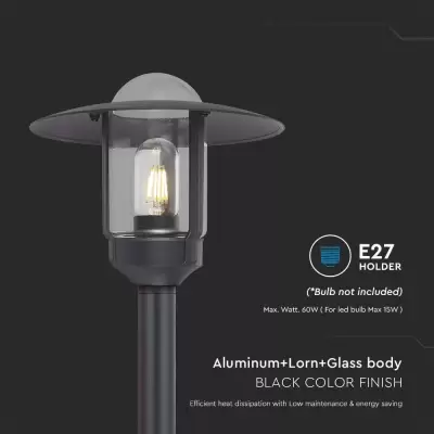 Lampa stalp E27 IP44 sticla transparenta