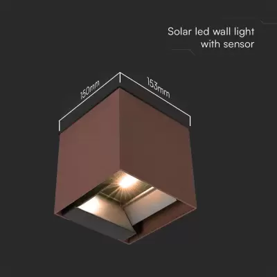 Aplica LED COB Solara cu senzor 9W 4000K ruginie