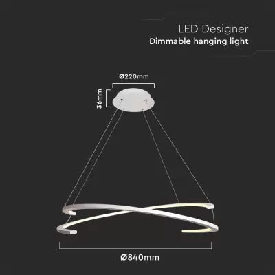 Lampa suspendata LED 48W dimabila alba semicerc 80x120cm 4000K
