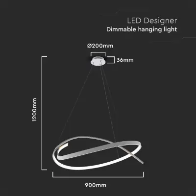 Lampa suspendata LED 48W dimabila alba 80x120cm 3000K