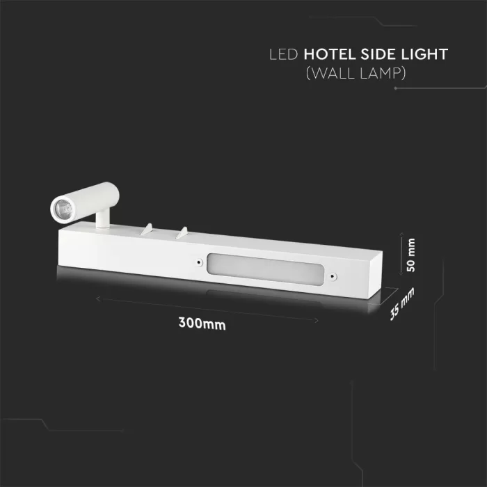 Veioza LED 3+6W aplicata pentru hotel alba, Alb cald 