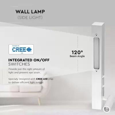 Veioza LED 3+6W aplicata pentru hotel alba, Alb cald 