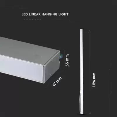 Lampa LED liniara suspendata chip Samsung 40W corp argintiu 1200 Alb rece