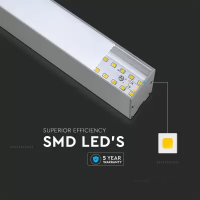 Lampa LED liniara suspendata chip Samsung 40W corp argintiu 1200 Alb natural