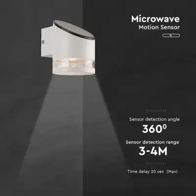 Aplica LED solara 1W SMD senzor microunde alba IP54 3000K
