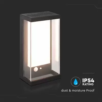 Aplica LED Solara cu senzor 1W 3000K neagra IP54