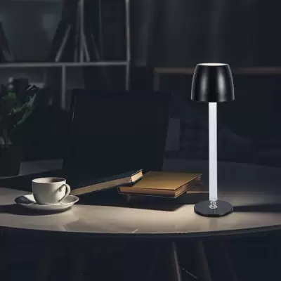 Lampa birou reincarcabila 3W tija transparenta neagra 3000K