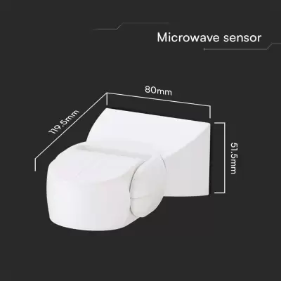 Senzor miscare microunde alb 180° IP65