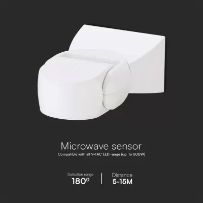 Senzor miscare microunde alb 180° IP65