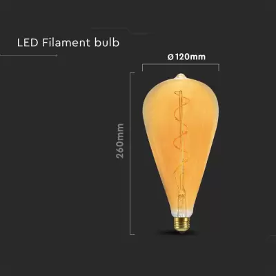 Bec LED filament 4W Spiral ST120 2700K Amber