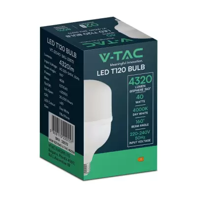 Bec LED plastic 40W T120 E27+E40 alb natural
