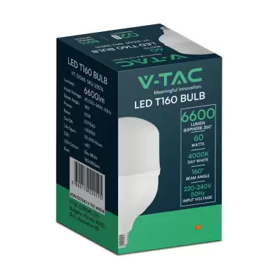 Bec LED plastic 60W T160 E27+E40 alb rece