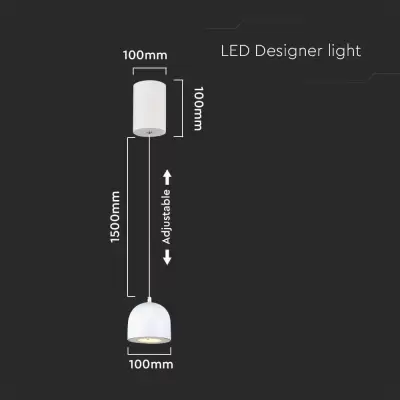 Pendant LED 8.5W ajustabil intrerupator tactil alb 3000K