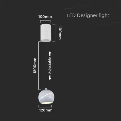 Pendant LED 8.5W D120 cm ajustabil intrerupator tactil alb 3000K