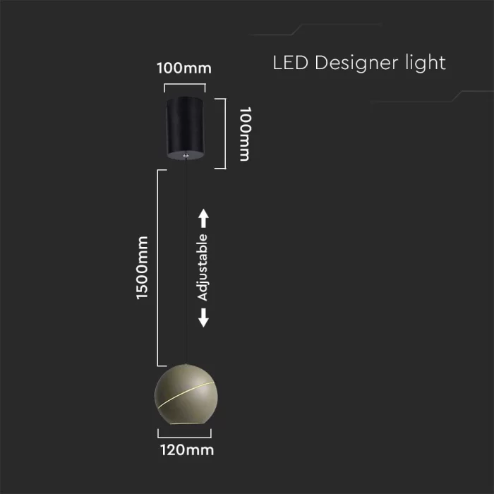 Pendant LED 8.5W D120 cm ajustabil intrerupator tactil auriu 3000K