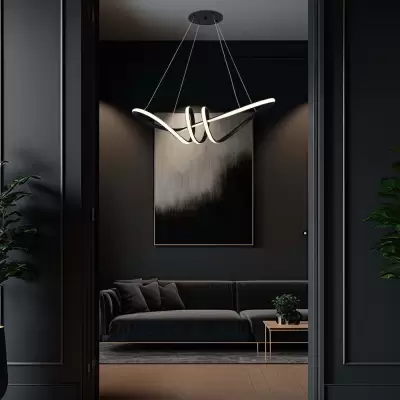 Lampa LED suspendata decorativa 24W neagra 3000K