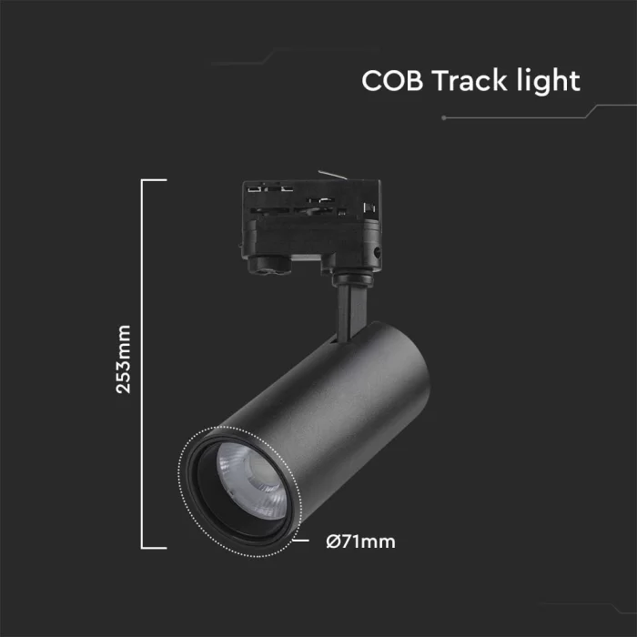 Lampa LED COB pe Sina - 30 W - corp negru 3in1