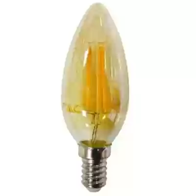 Bec LED filament 4W E14 tip lumanare Amber 2700K