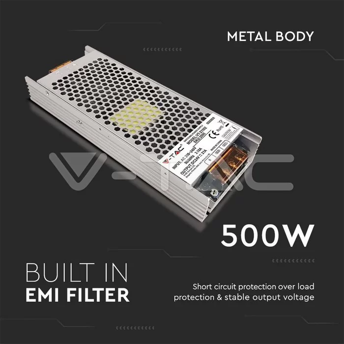 Sursa/Alimentator 500W 24V 21A metal IP20