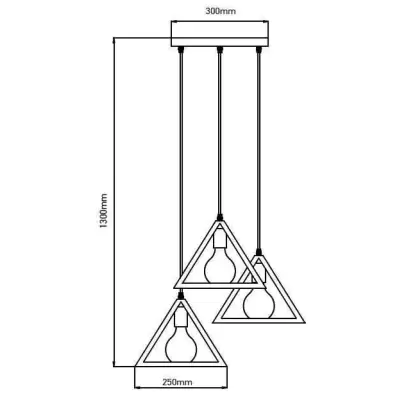 Pendul geometric trio Negru, mat, piramida triunghi